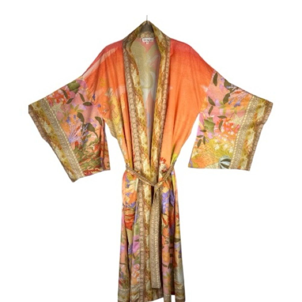 For Love Bell Mermaid Kimono Robe Small Coral Boho Maxi Cover Up - Picture 3 of 15